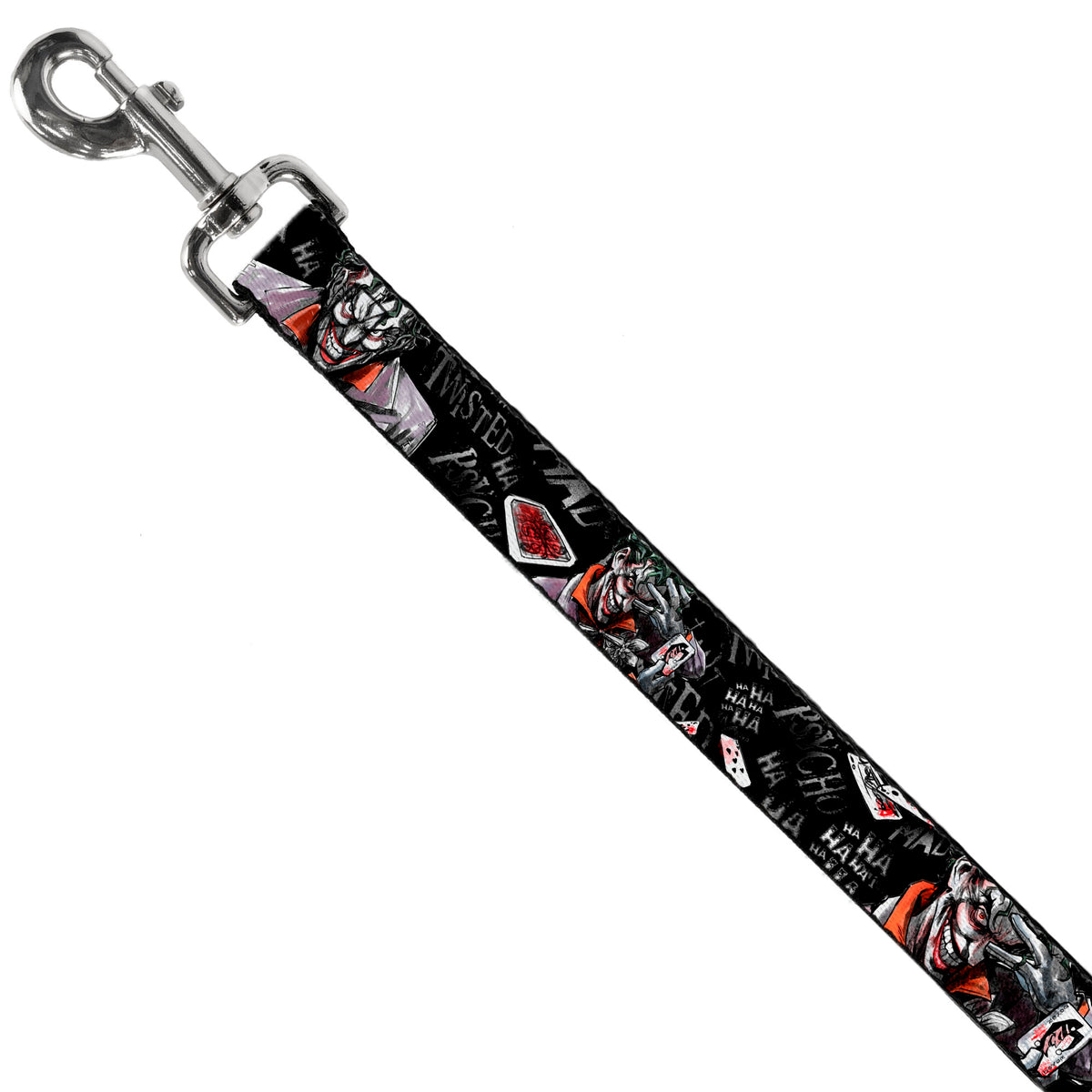 Dog Leash - Joker BRILLIANTLY TWISTED PSYCHO 2-Poses/Cards Black/Grays Dog Leashes DC Comics