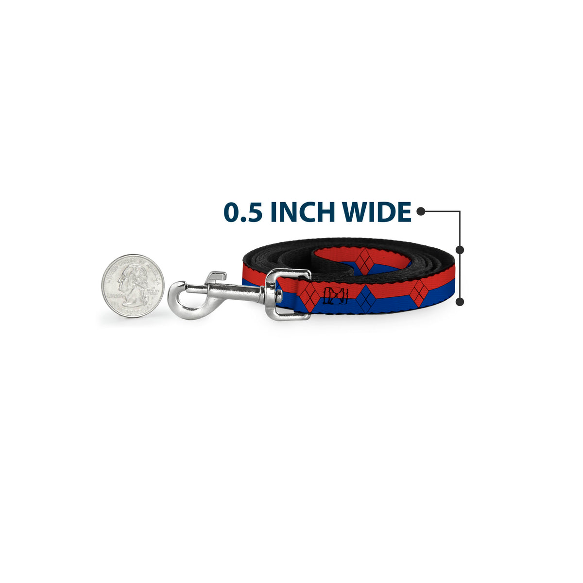 Dog Leash - Harley Quinn Diamond/Stripe Red/Blue Dog Leashes DC Comics