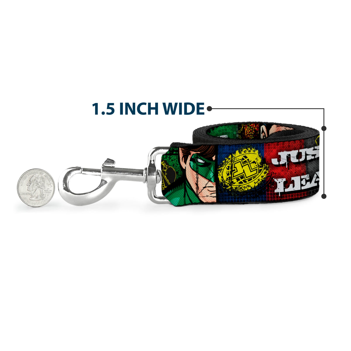 Dog Leash - JUSTICE LEAGUE Logo/4-Superhero Panels Pop Art Dog Leashes DC Comics
