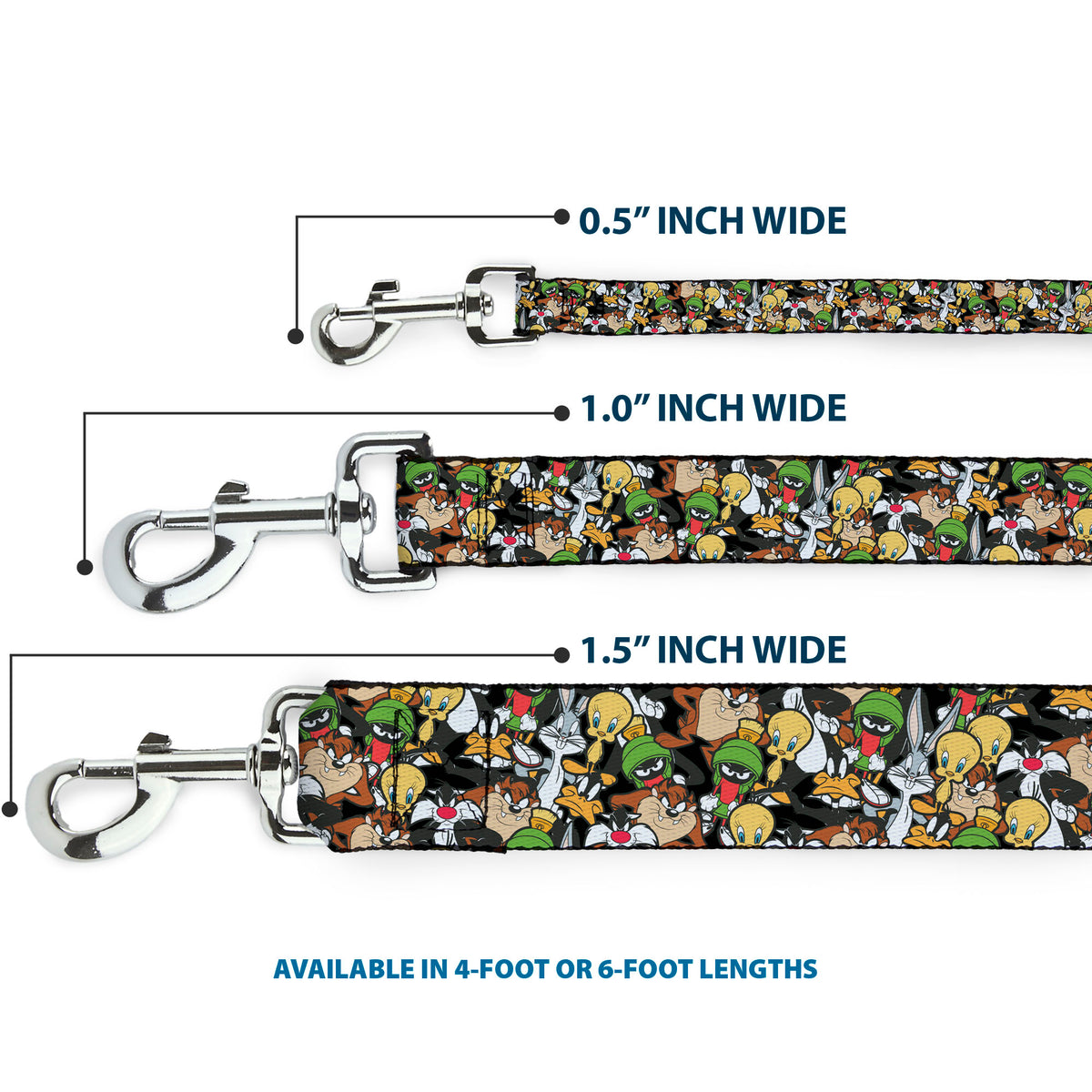 Dog Leash - Looney Tunes 6-Character Stacked Collage4 Dog Leashes Looney Tunes
