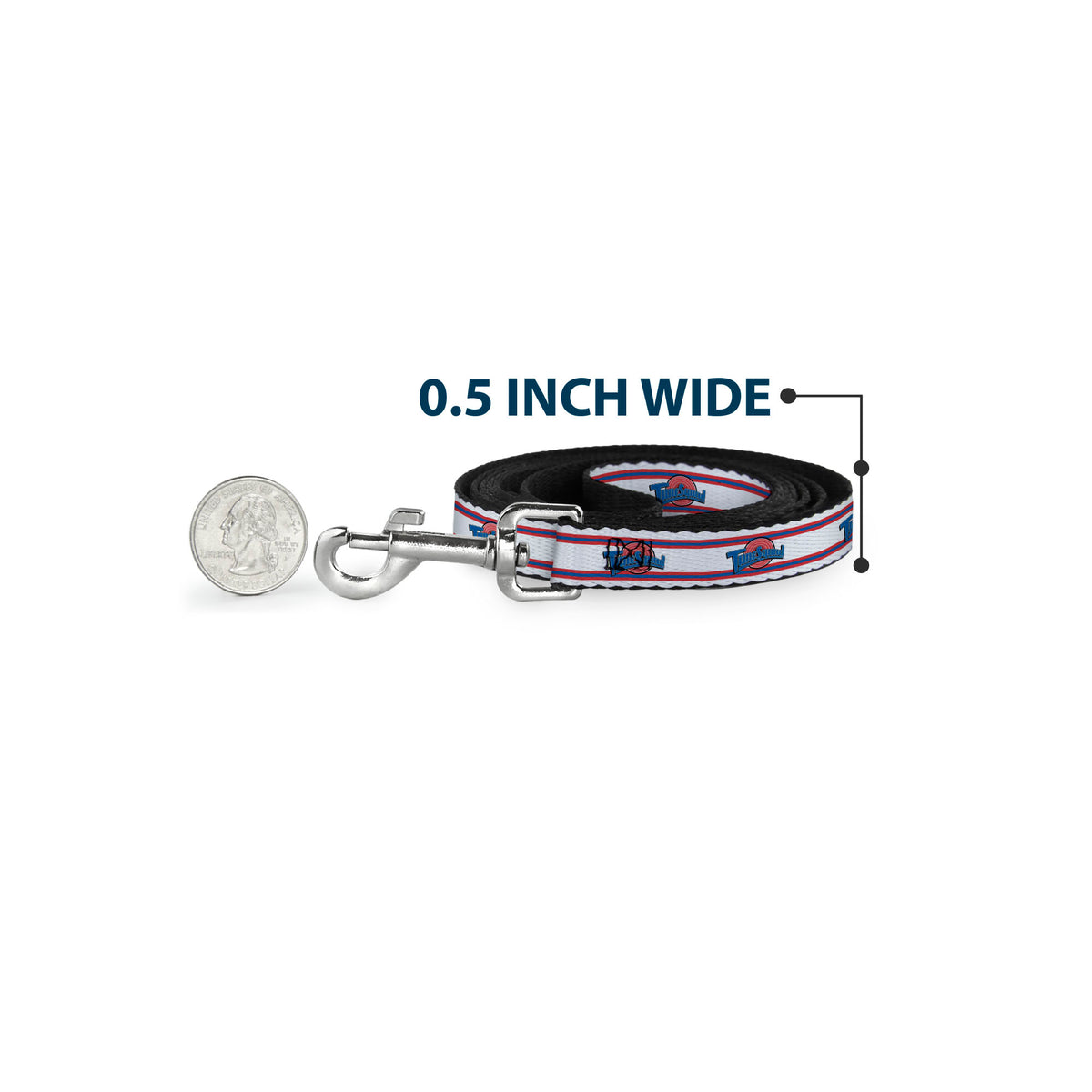 Dog Leash - Space Jam TUNE SQUAD Logo Stripe White/Red/Blue Dog Leashes Looney Tunes