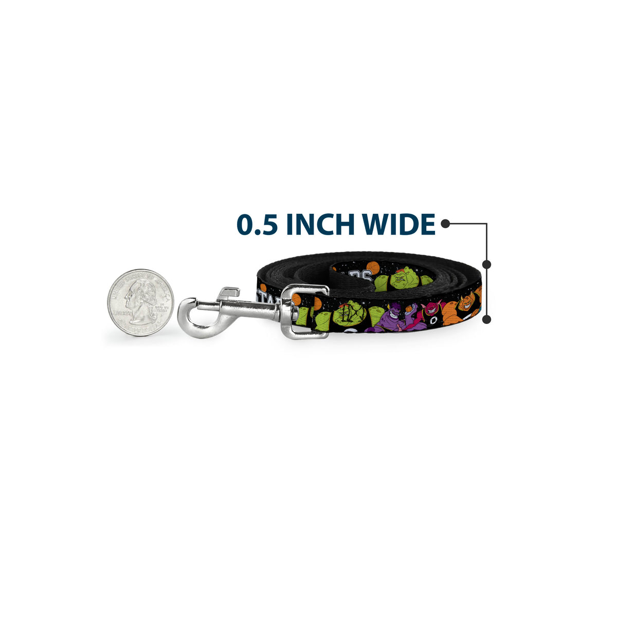 Dog Leash - Space Jam MONSTARS 5-Player Group Pose/Basketballs Galaxy Black/White Dog Leashes Looney Tunes
