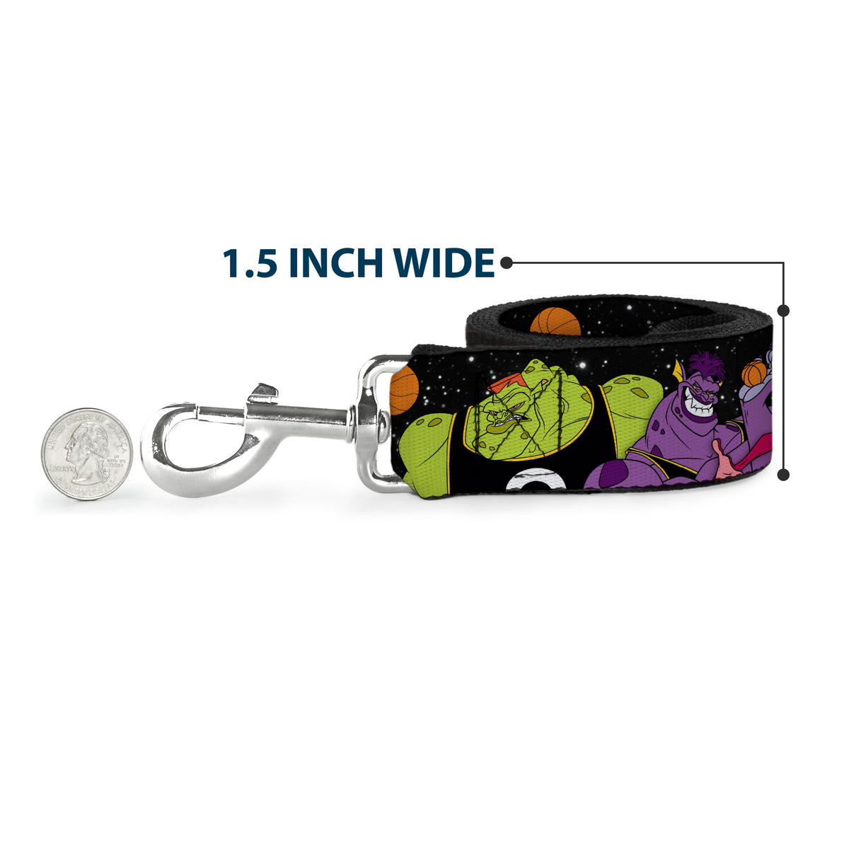 Dog Leash - Space Jam MONSTARS 5-Player Group Pose/Basketballs Galaxy Black/White Dog Leashes Looney Tunes