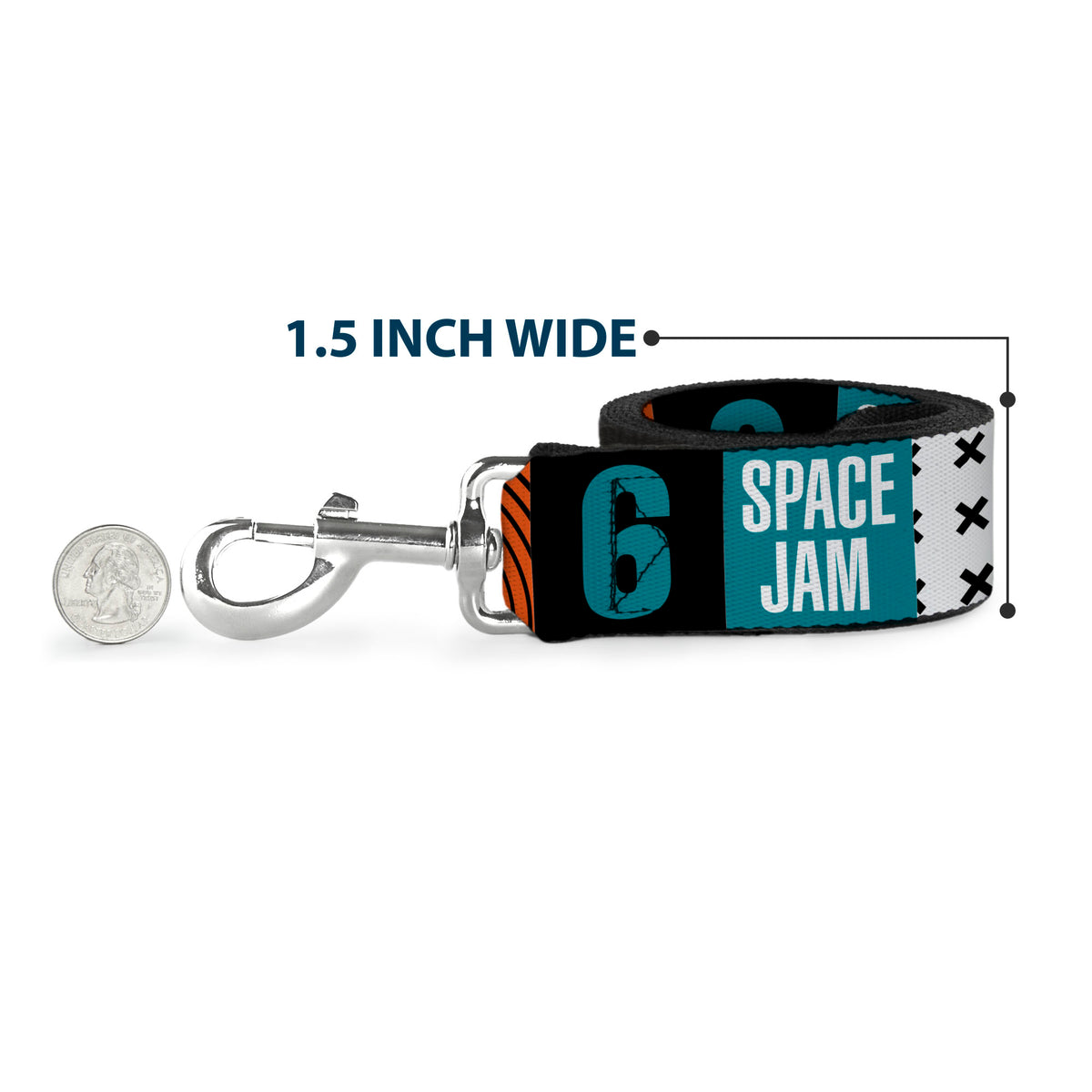 Dog Leash - SPACE JAM Number 6 Blocks Black/Turquoise/White/Red Dog Leashes Looney Tunes