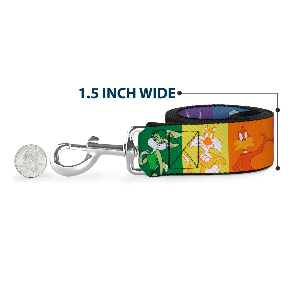 Dog Leash - Looney Tunes 6-Character Pose Pride Blocks Multi Color Dog Leashes Looney Tunes