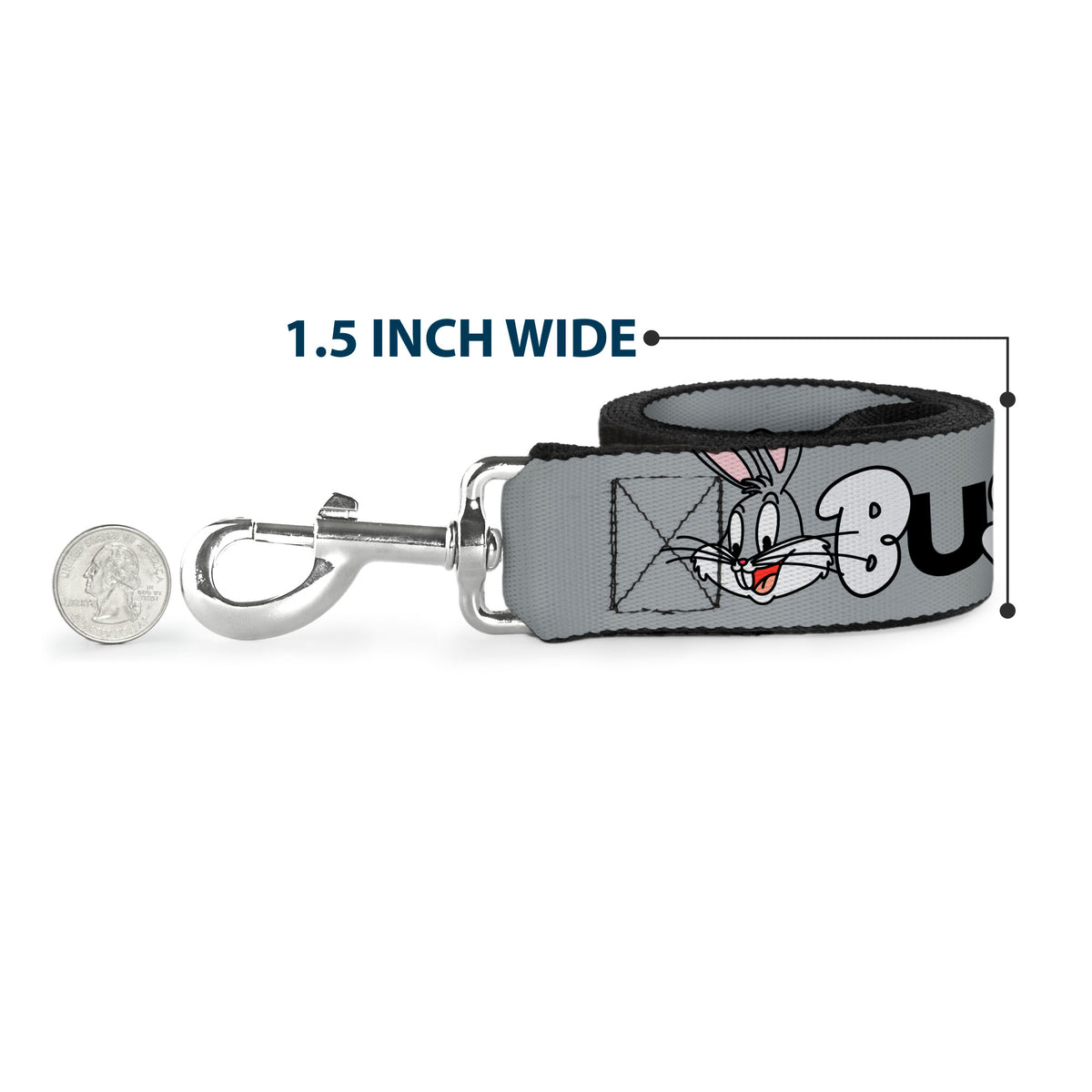 Dog Leash - BUGS BUNNY Smiling Face Text Gray Dog Leashes Looney Tunes