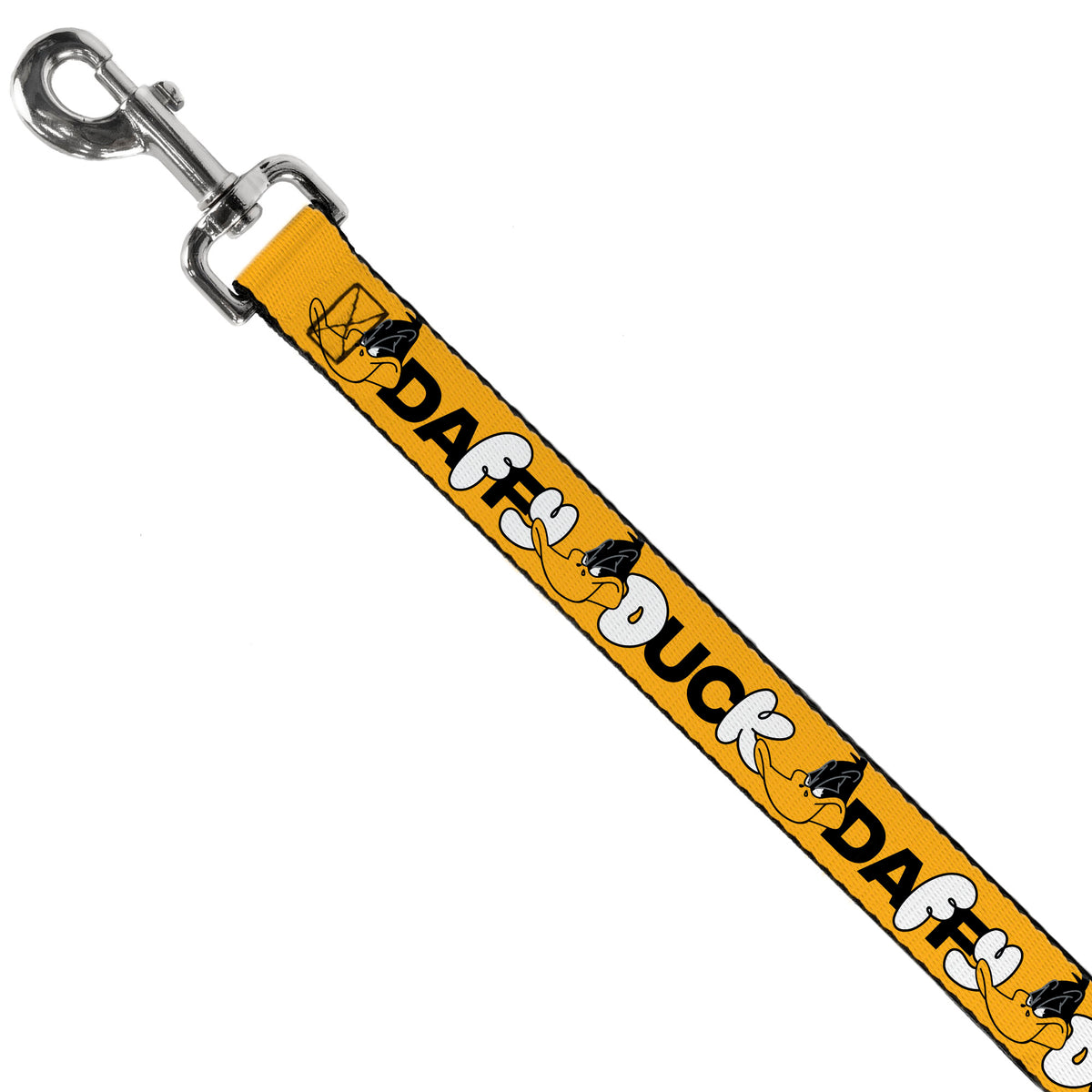 Dog Leash - DAFFY DUCK Smiling Face Text Orange Dog Leashes Looney Tunes