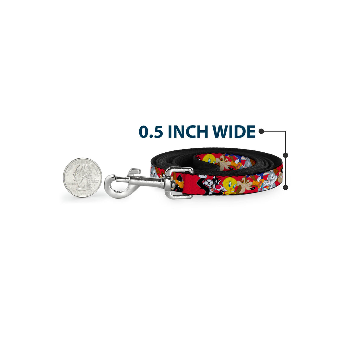 Dog Leash - Looney Tunes Eight Character Faces Red Dog Leashes Looney Tunes