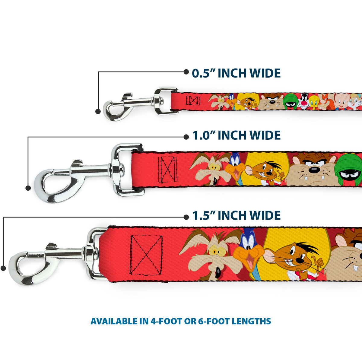 Dog Leash - Looney Tunes Twelve Character Expressions Red Dog Leashes Looney Tunes