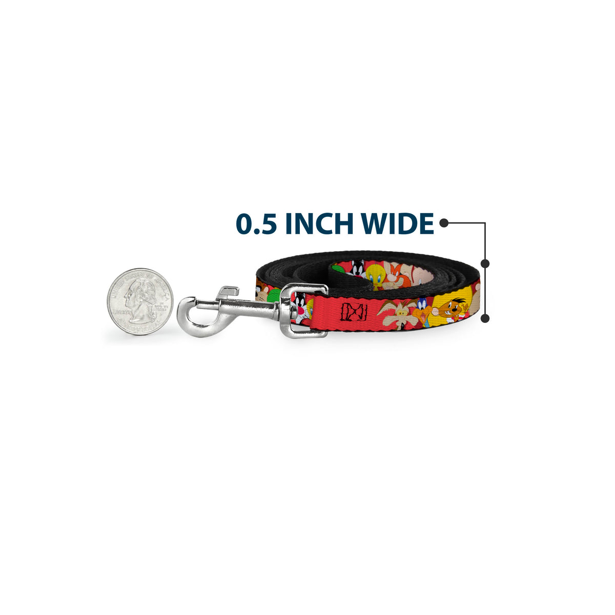 Dog Leash - Looney Tunes Twelve Character Expressions Red Dog Leashes Looney Tunes
