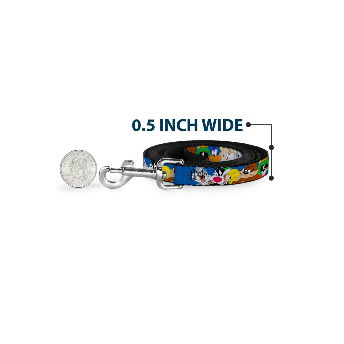 Dog Leash - Looney Tunes Seven Character Faces Stacked Blue Dog Leashes Looney Tunes