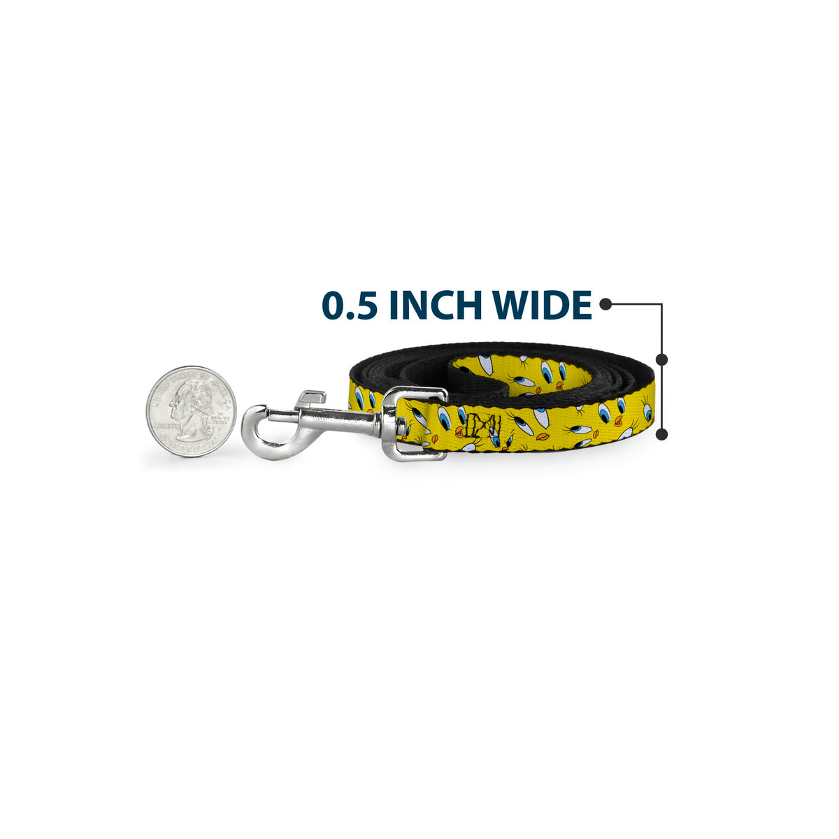 Dog Leash - Tweety Expression and Eyes Scattered Yellow Dog Leashes Looney Tunes
