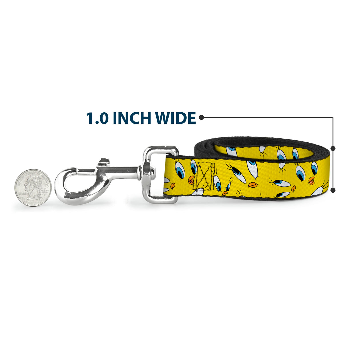 Dog Leash - Tweety Expression and Eyes Scattered Yellow Dog Leashes Looney Tunes