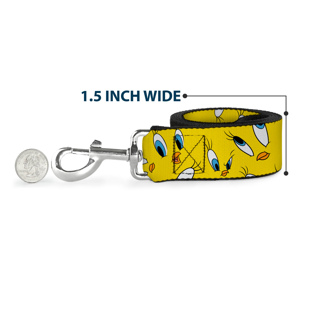 Dog Leash - Tweety Expression and Eyes Scattered Yellow Dog Leashes Looney Tunes