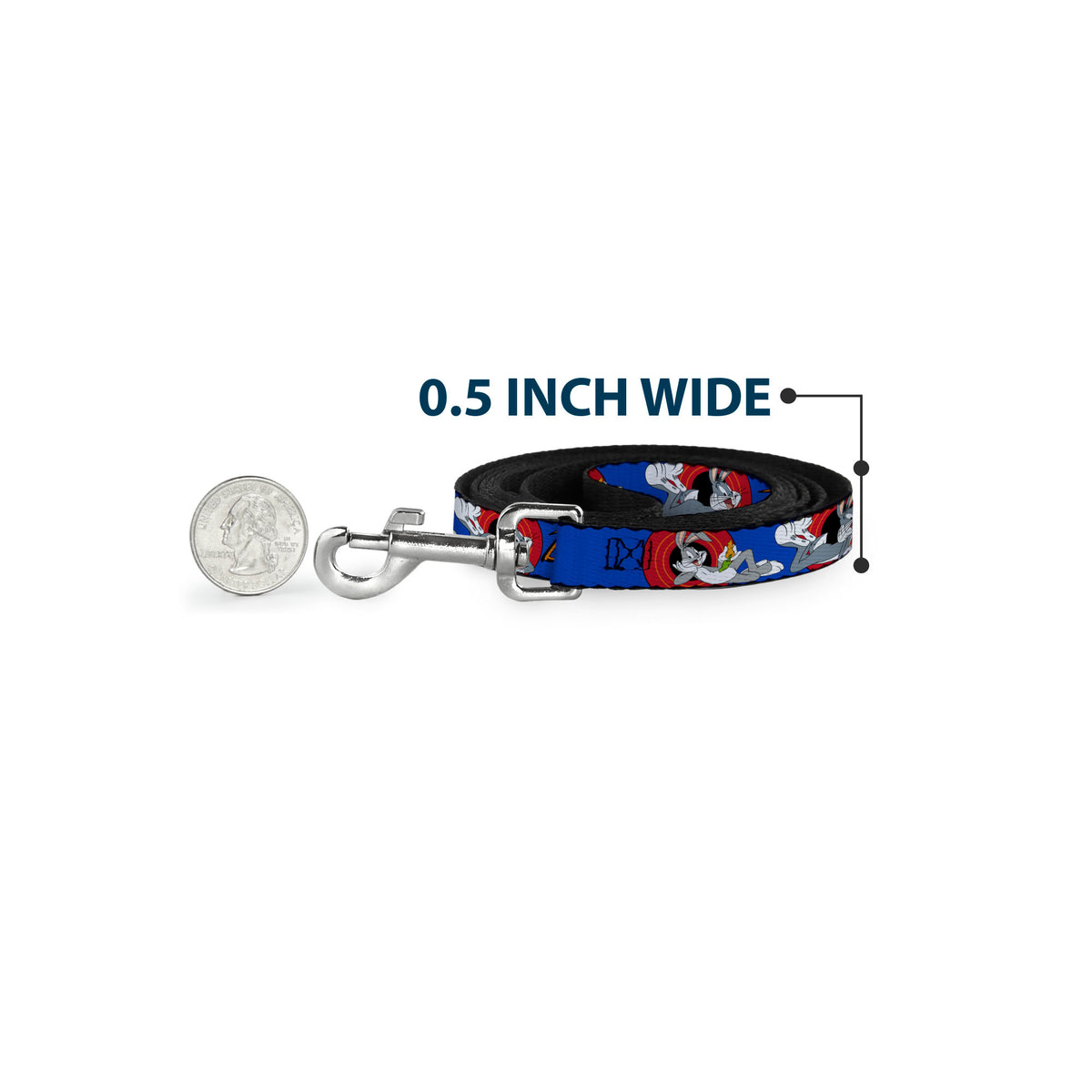 Dog Leash - BUGS BUNNY w/Bugs Poses Blue Dog Leashes Looney Tunes