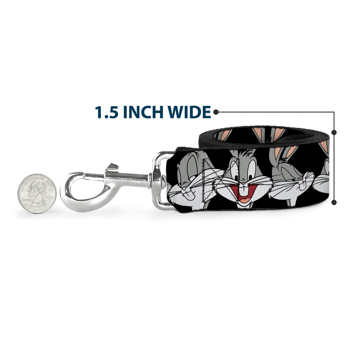 Dog Leash - Bugs Bunny CLOSE-UP Expressions Black Dog Leashes Looney Tunes