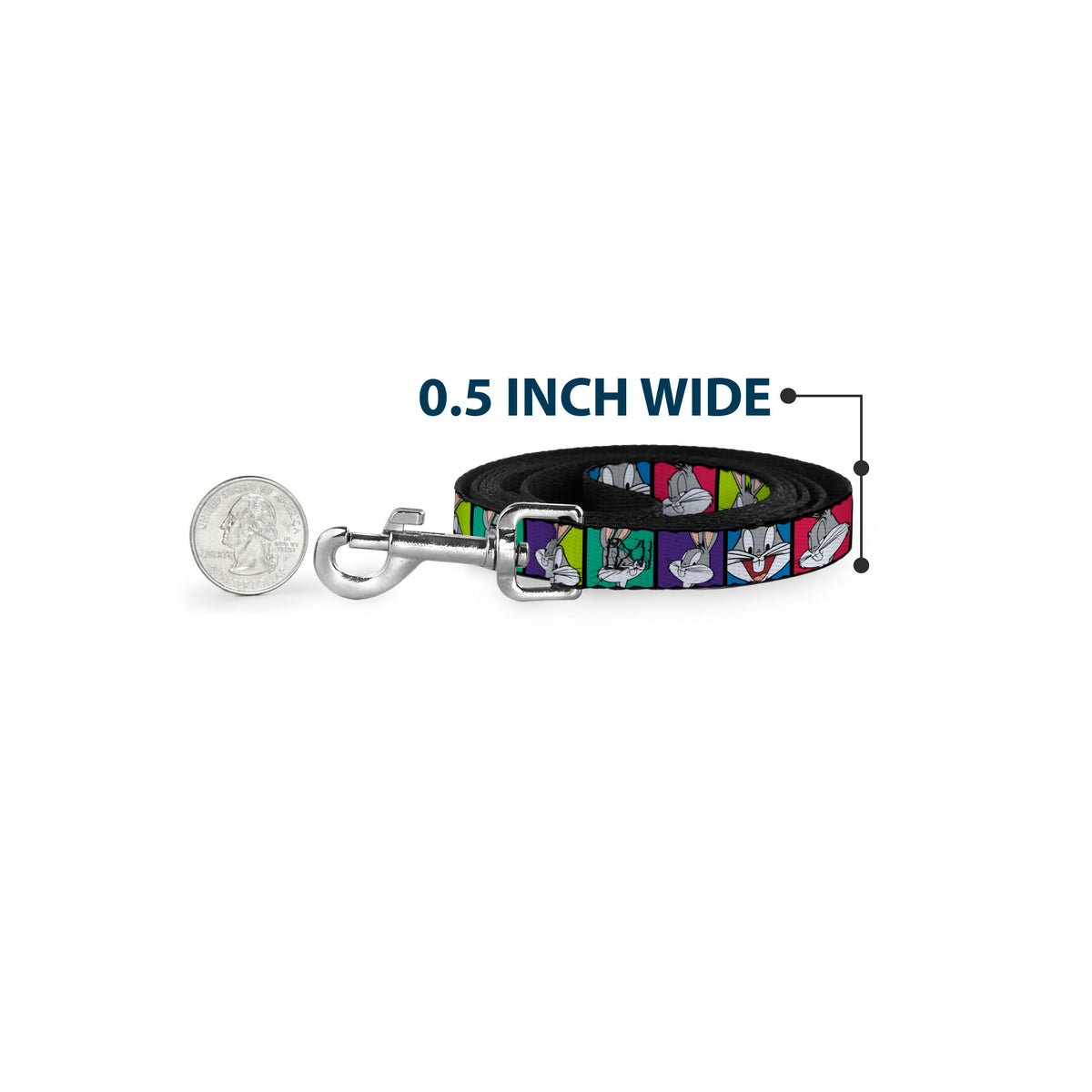 Dog Leash - Bugs Bunny Expression Blocks Multi Color Dog Leashes Looney Tunes