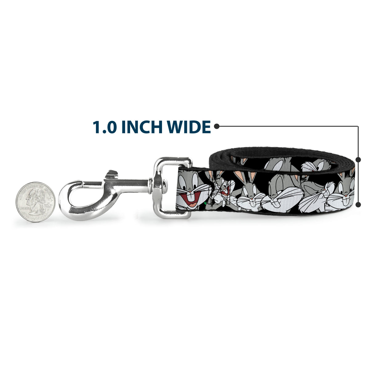 Dog Leash - Bugs Bunny CLOSE-UP Poses Black Dog Leashes Looney Tunes