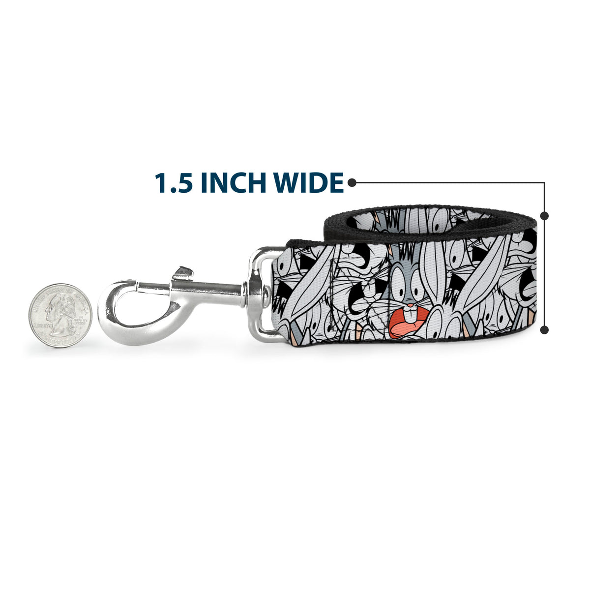 Dog Leash - Bugs Bunny Expressions Stacked White/Black/Gray Dog Leashes Looney Tunes