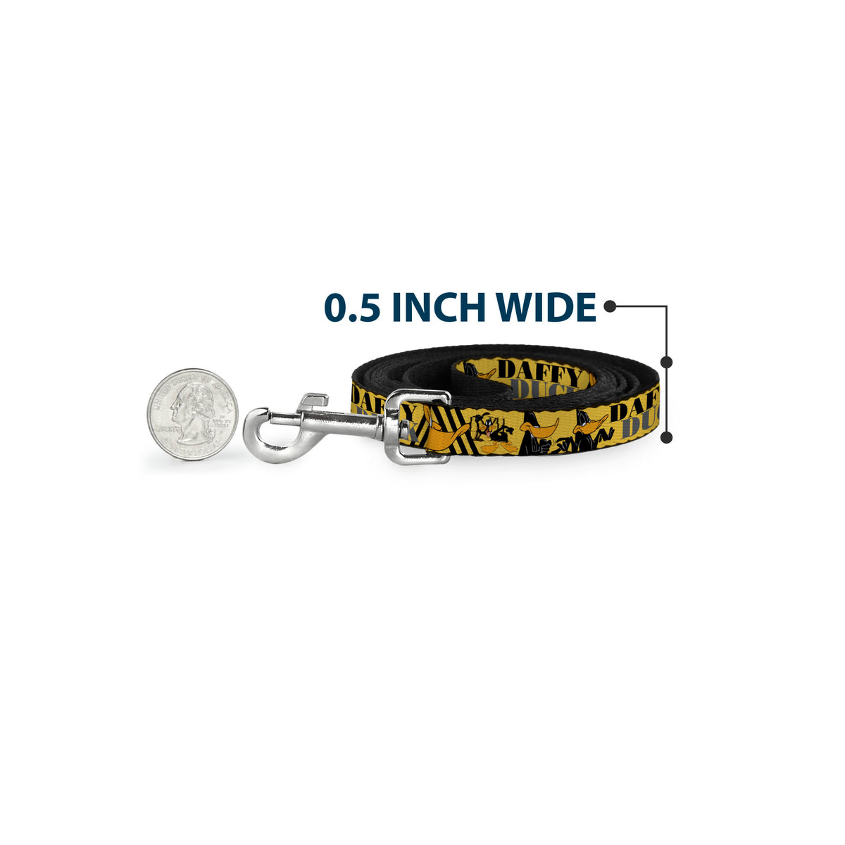 Dog Leash - DAFFY DUCK w/Poses Yellow/Black Dog Leashes Looney Tunes