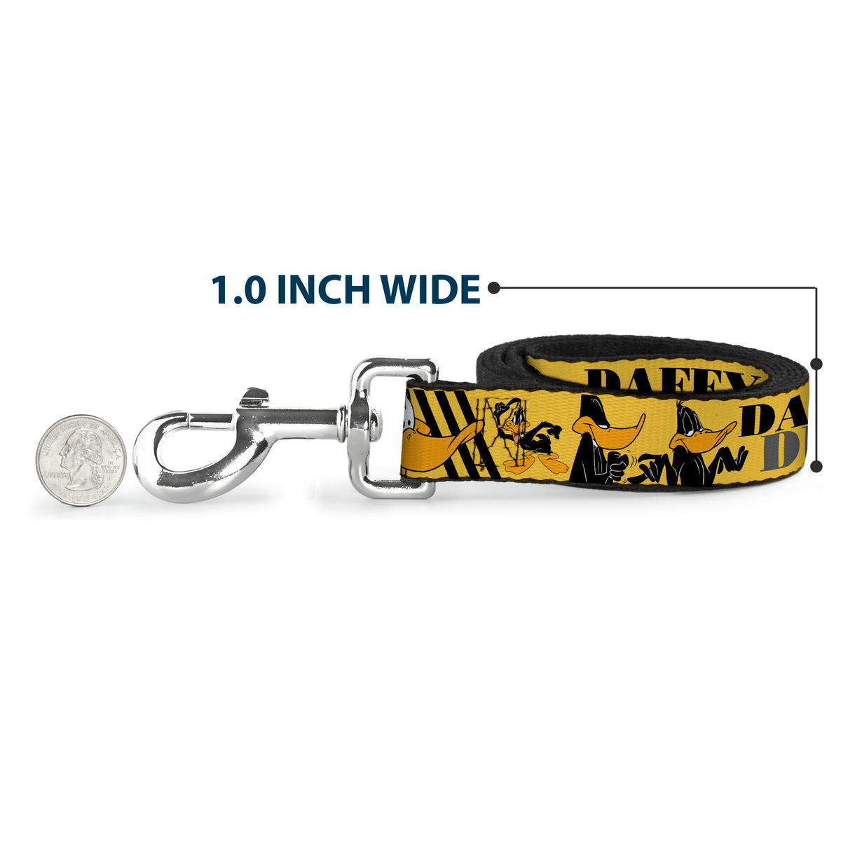 Dog Leash - DAFFY DUCK w/Poses Yellow/Black Dog Leashes Looney Tunes