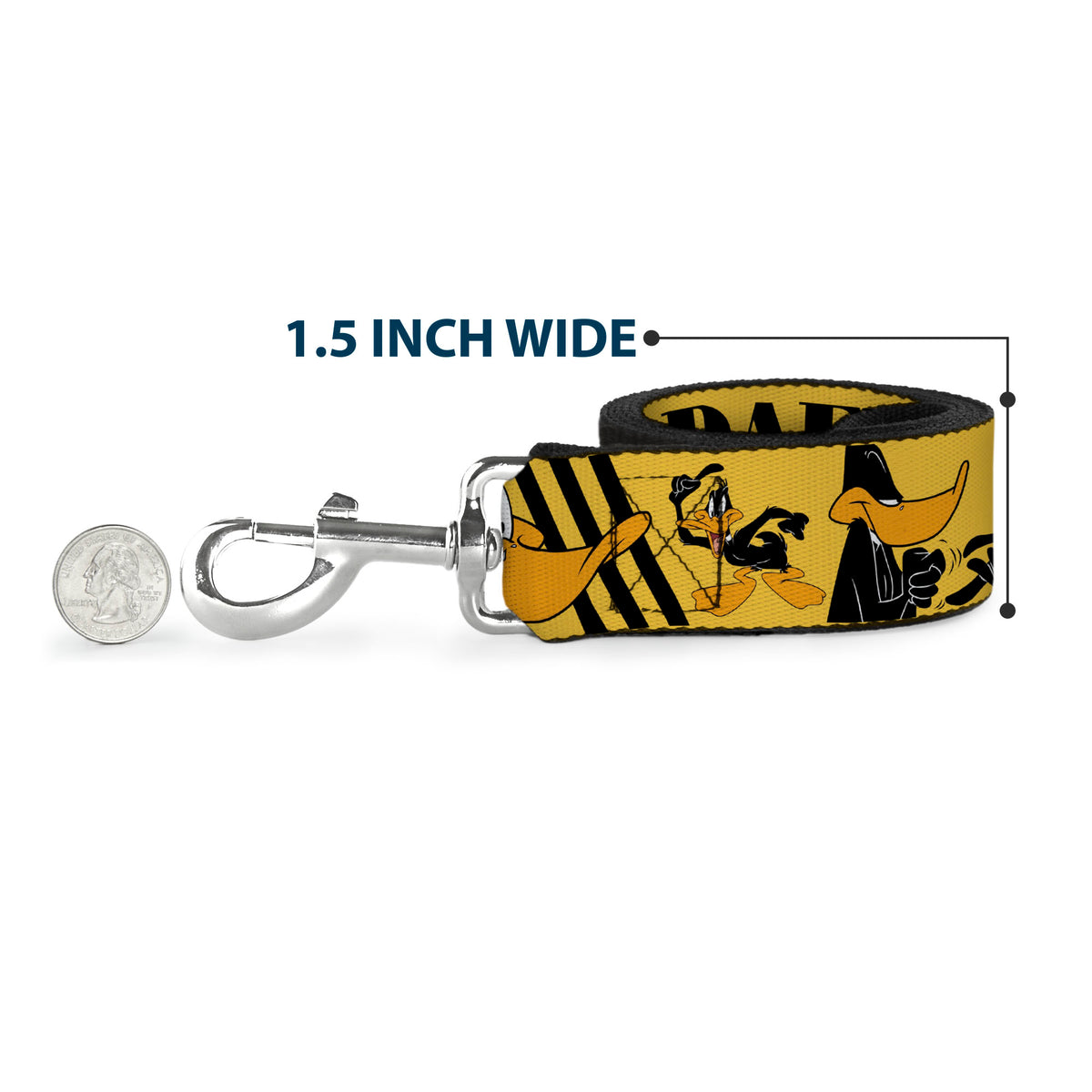 Dog Leash - DAFFY DUCK w/Poses Yellow/Black Dog Leashes Looney Tunes