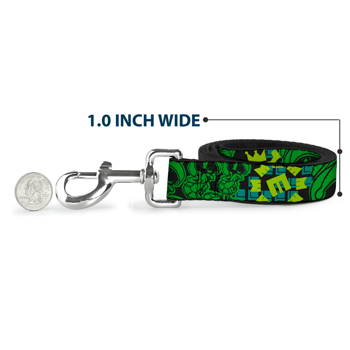 Dog Leash - MARVIN THE MARTIAN w/Poses Black/Turquoise Dog Leashes Looney Tunes