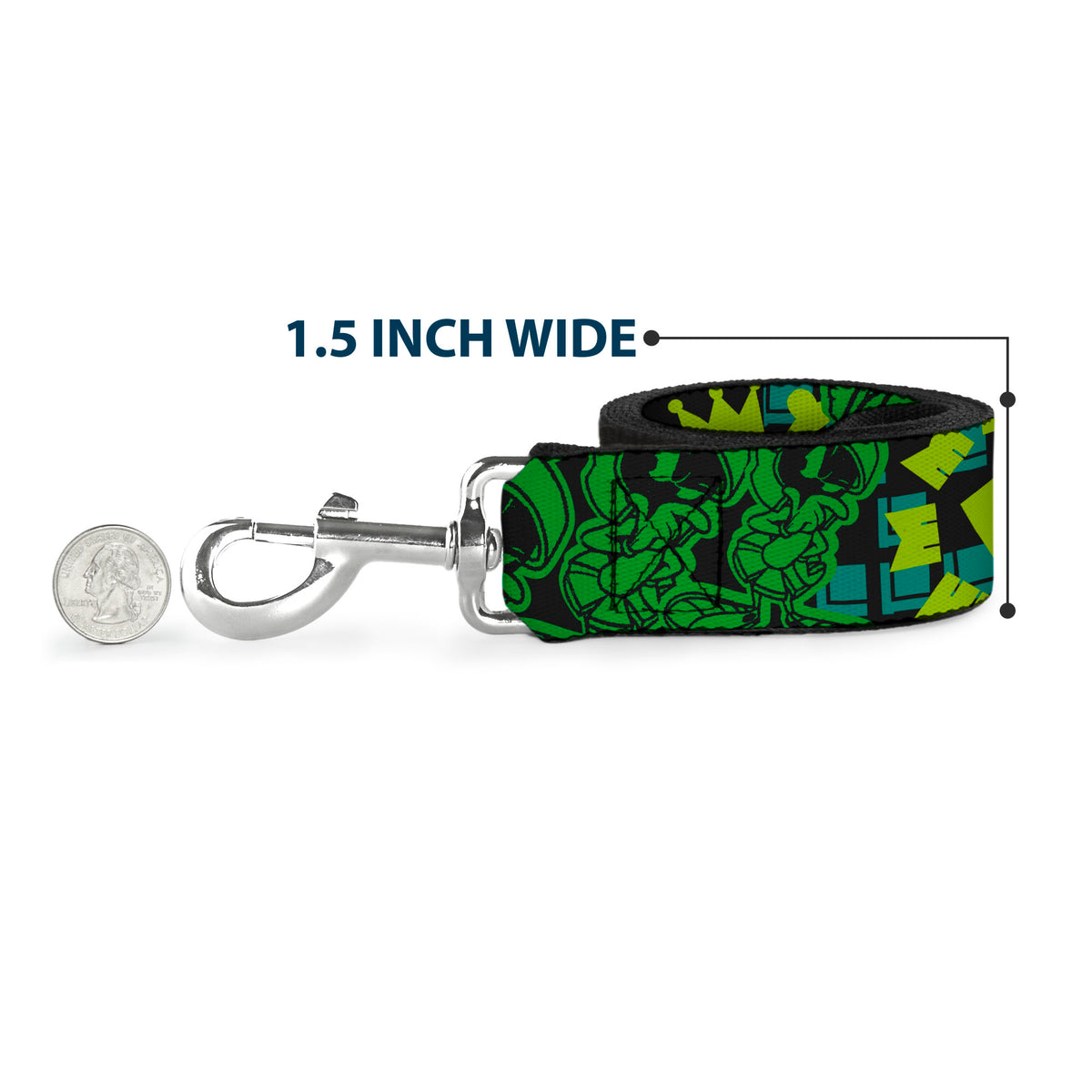 Dog Leash - MARVIN THE MARTIAN w/Poses Black/Turquoise Dog Leashes Looney Tunes