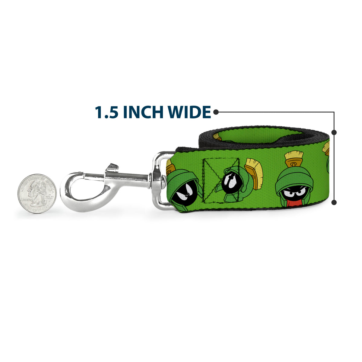 Dog Leash - MARVIN THE MARTIAN w/Poses/Expressions Green Dog Leashes Looney Tunes
