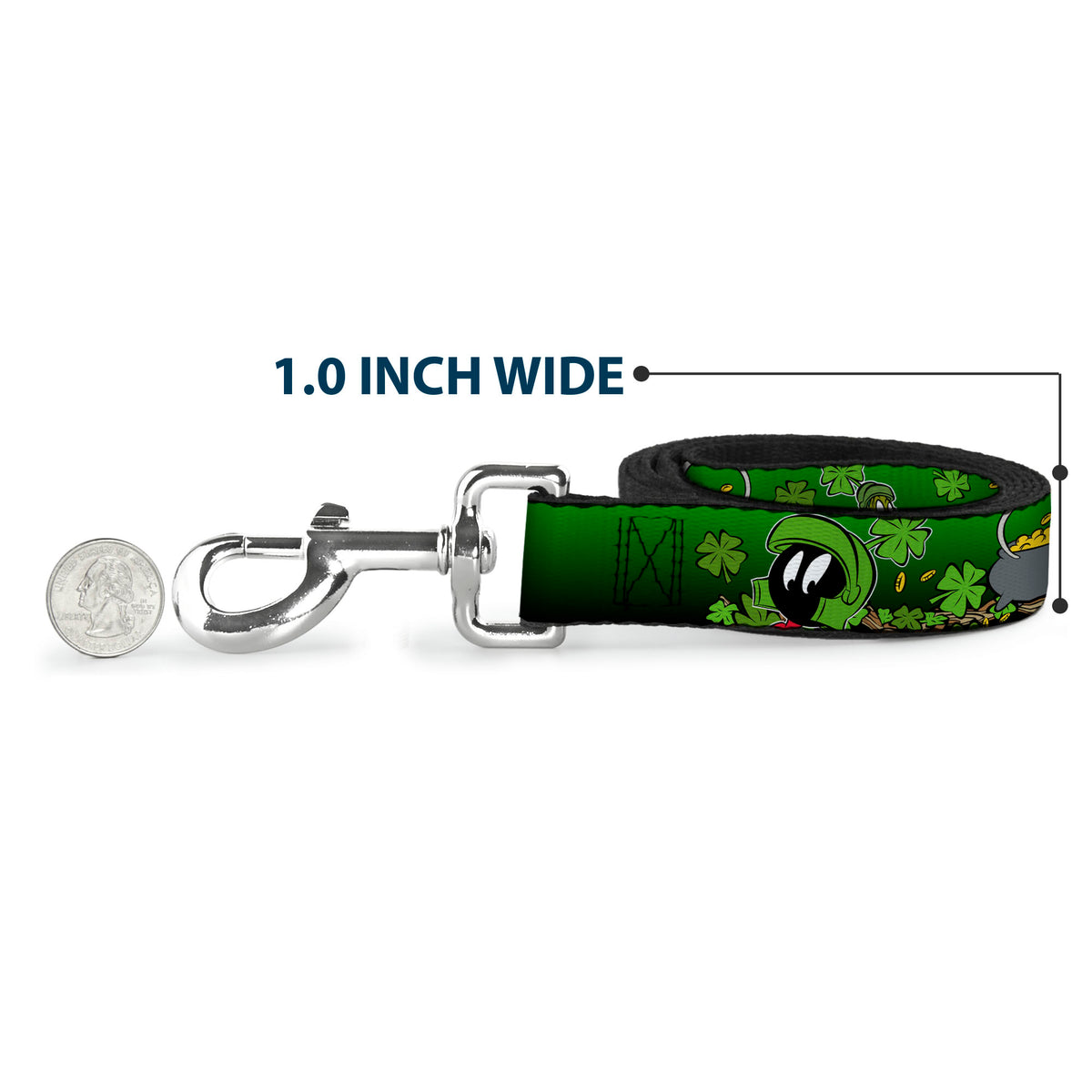 Dog Leash - Marvin the Martian & K-9 Poses/Clovers Greens Dog Leashes Looney Tunes