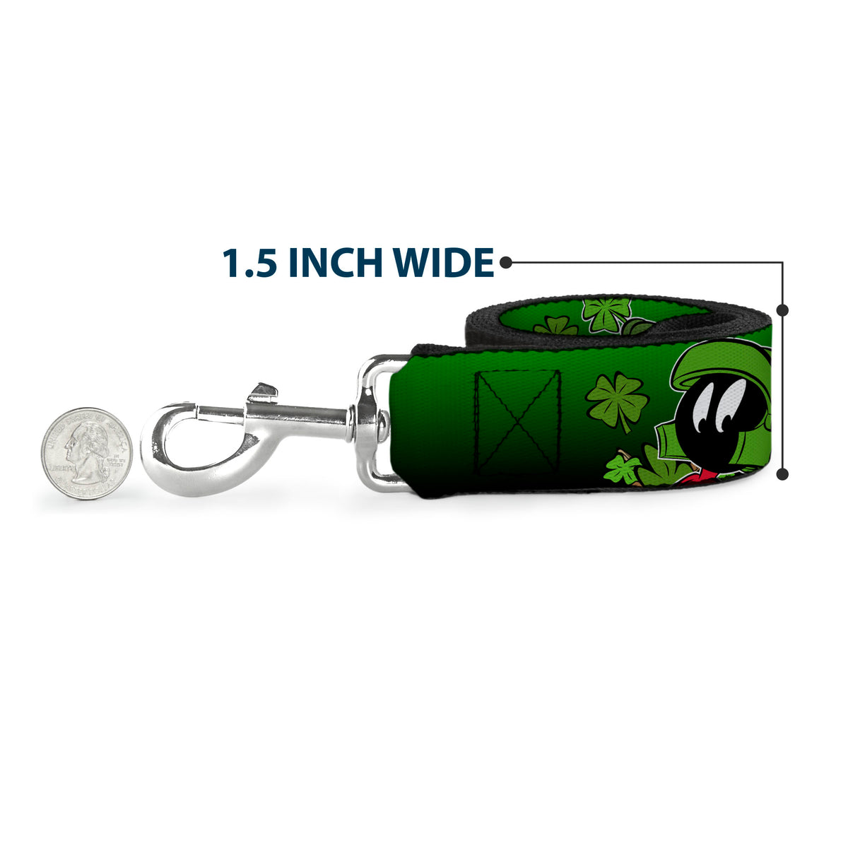 Dog Leash - Marvin the Martian & K-9 Poses/Clovers Greens Dog Leashes Looney Tunes