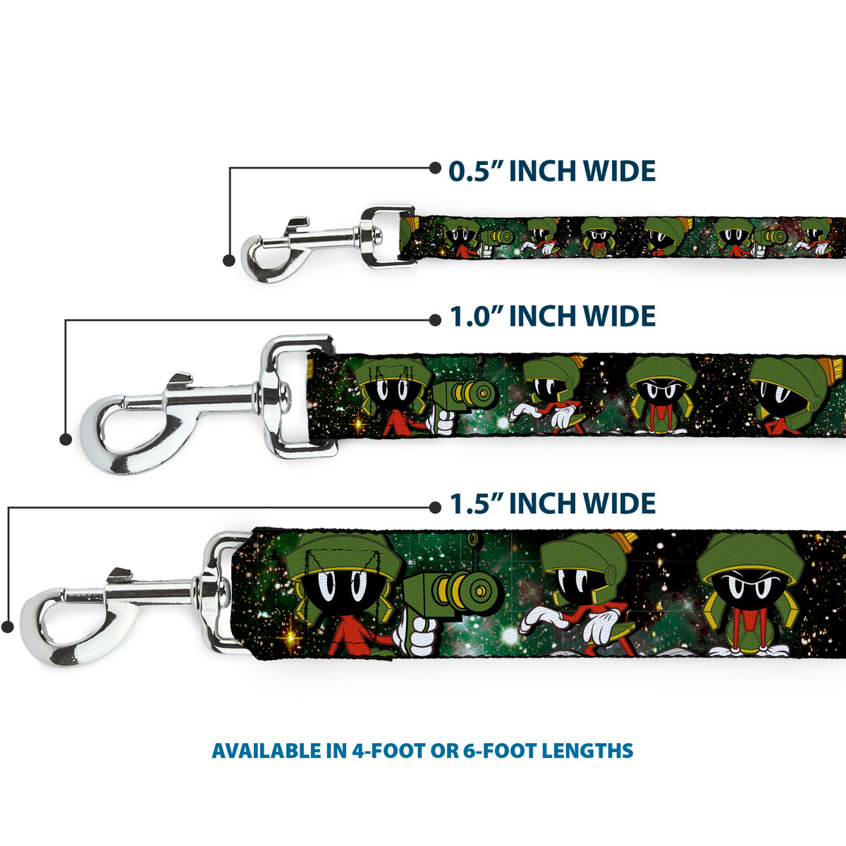 Dog Leash - Marvin the Martian 4-Poses Galaxy Dog Leashes Looney Tunes