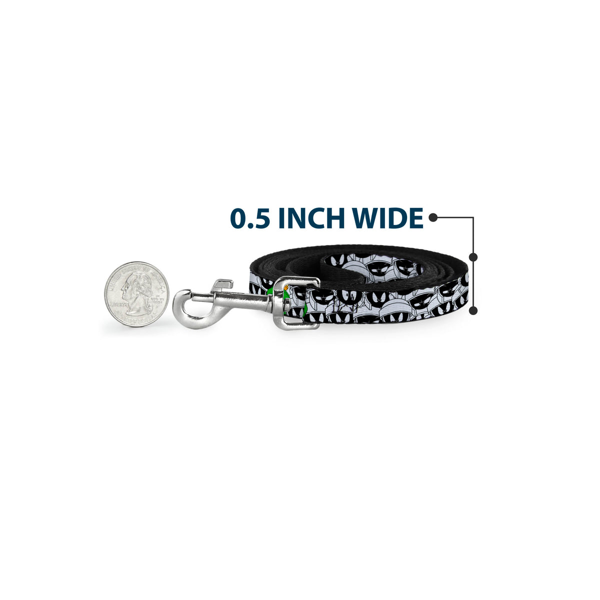 Dog Leash - Marvin the Martian Expressions Stacked White/Black/Green/Gold Dog Leashes Looney Tunes