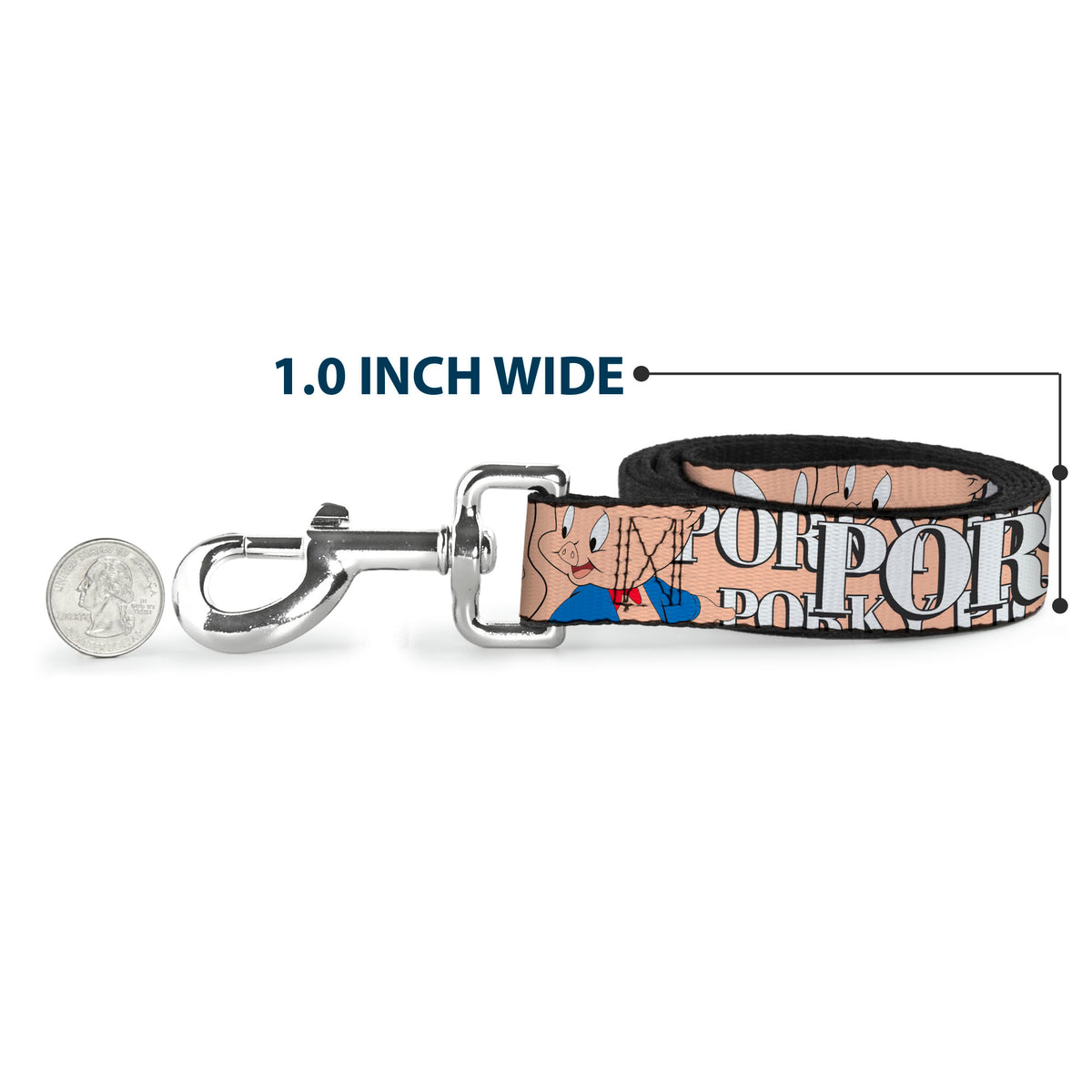 Dog Leash - PORKY PIG w/Poses Pink Dog Leashes Looney Tunes