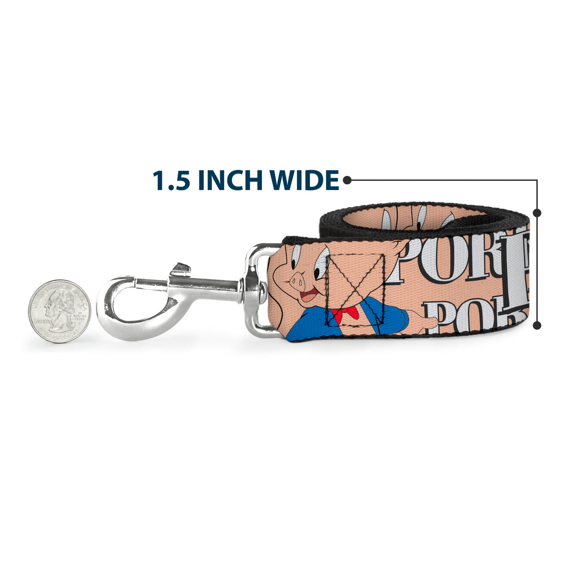 Dog Leash - PORKY PIG w/Poses Pink Dog Leashes Looney Tunes