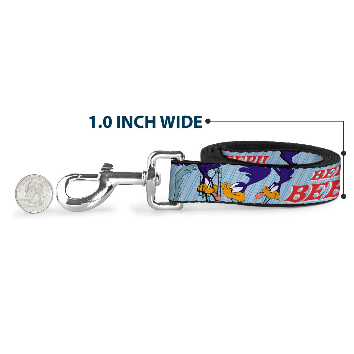 Dog Leash - MEEP MEEP!! w/Road Runner Poses Baby Blue Dog Leashes Looney Tunes