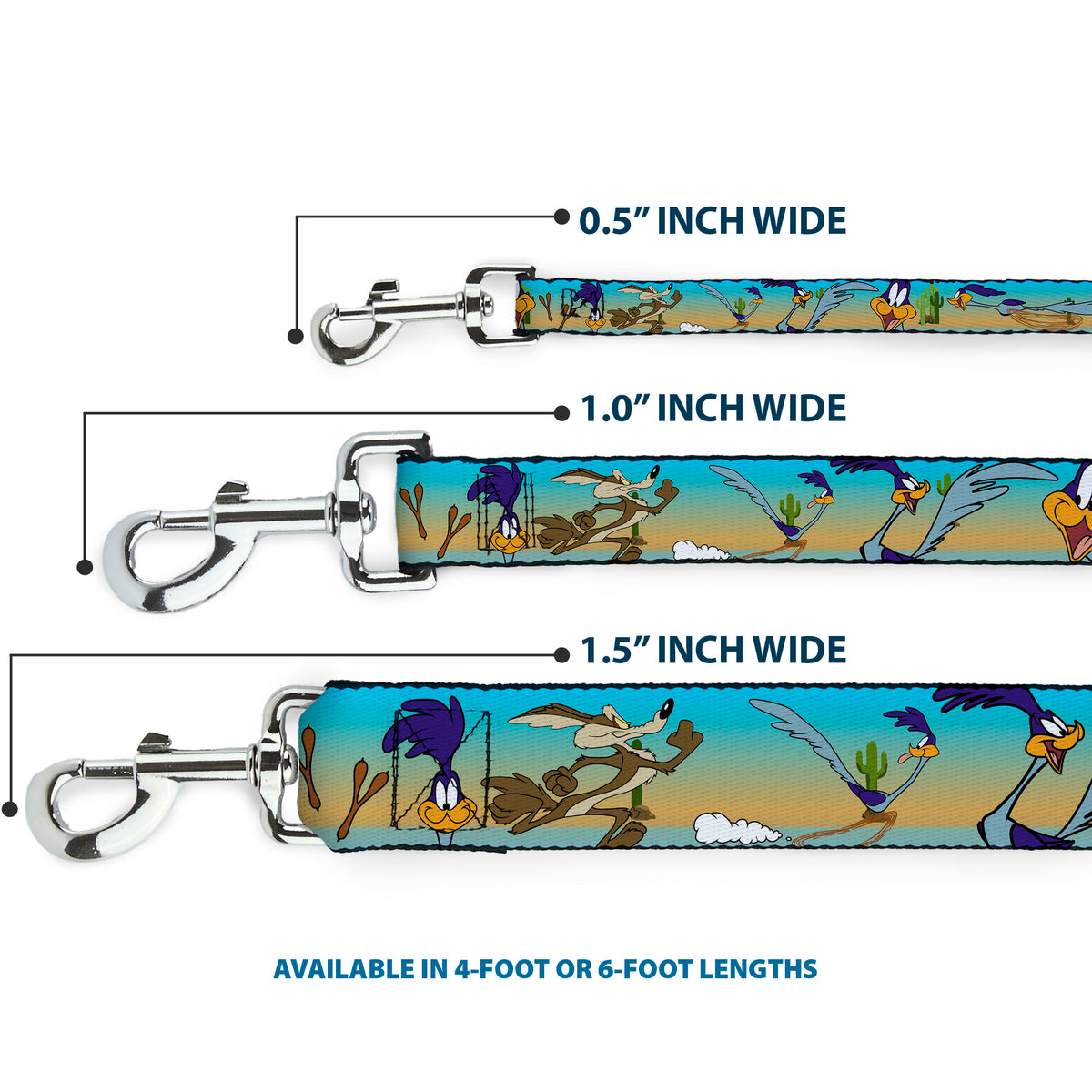 Dog Leash - Road Runner/Wile E. Coyote Scene1 Brown Fade Dog Leashes Looney Tunes