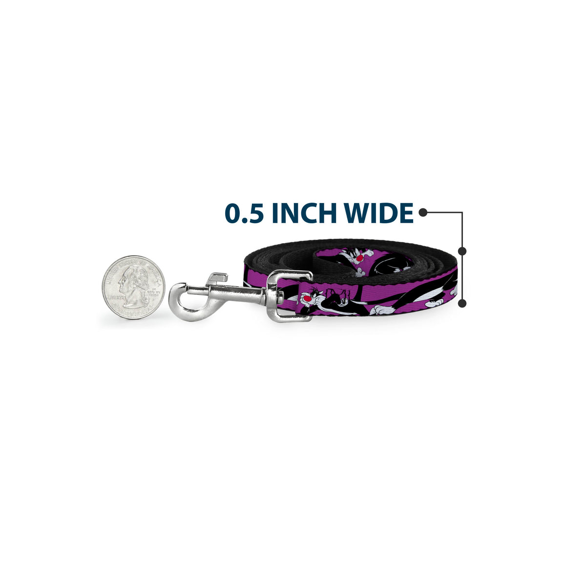 Dog Leash - Sylvester the Cat Poses Purple Dog Leashes Looney Tunes