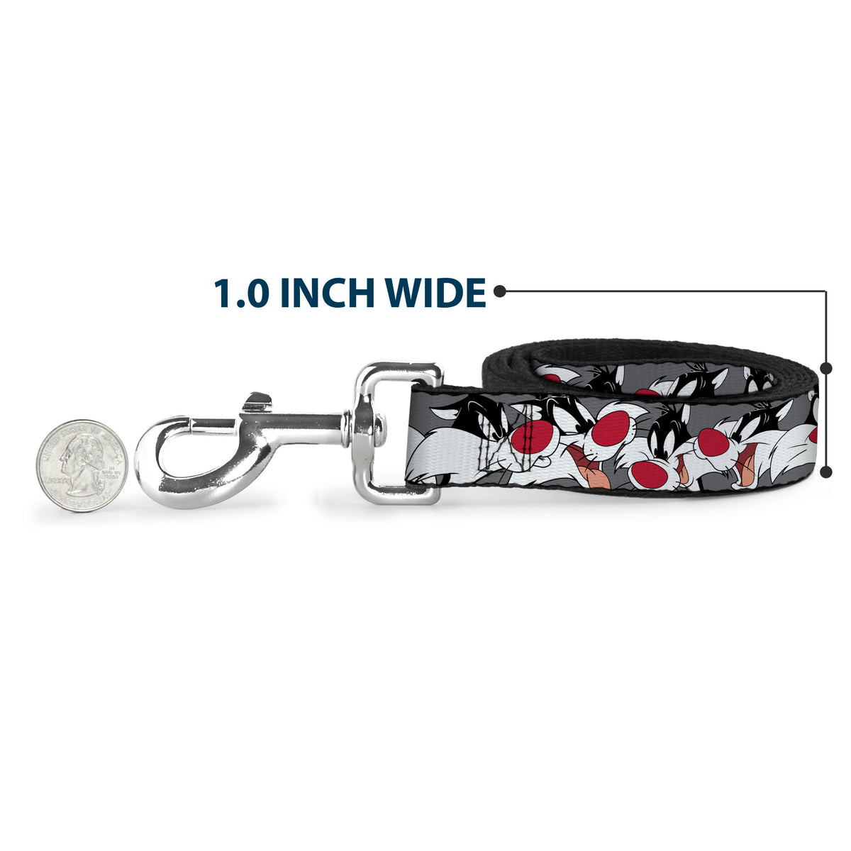 Dog Leash - Sylvester the Cat Expressions Gray Dog Leashes Looney Tunes