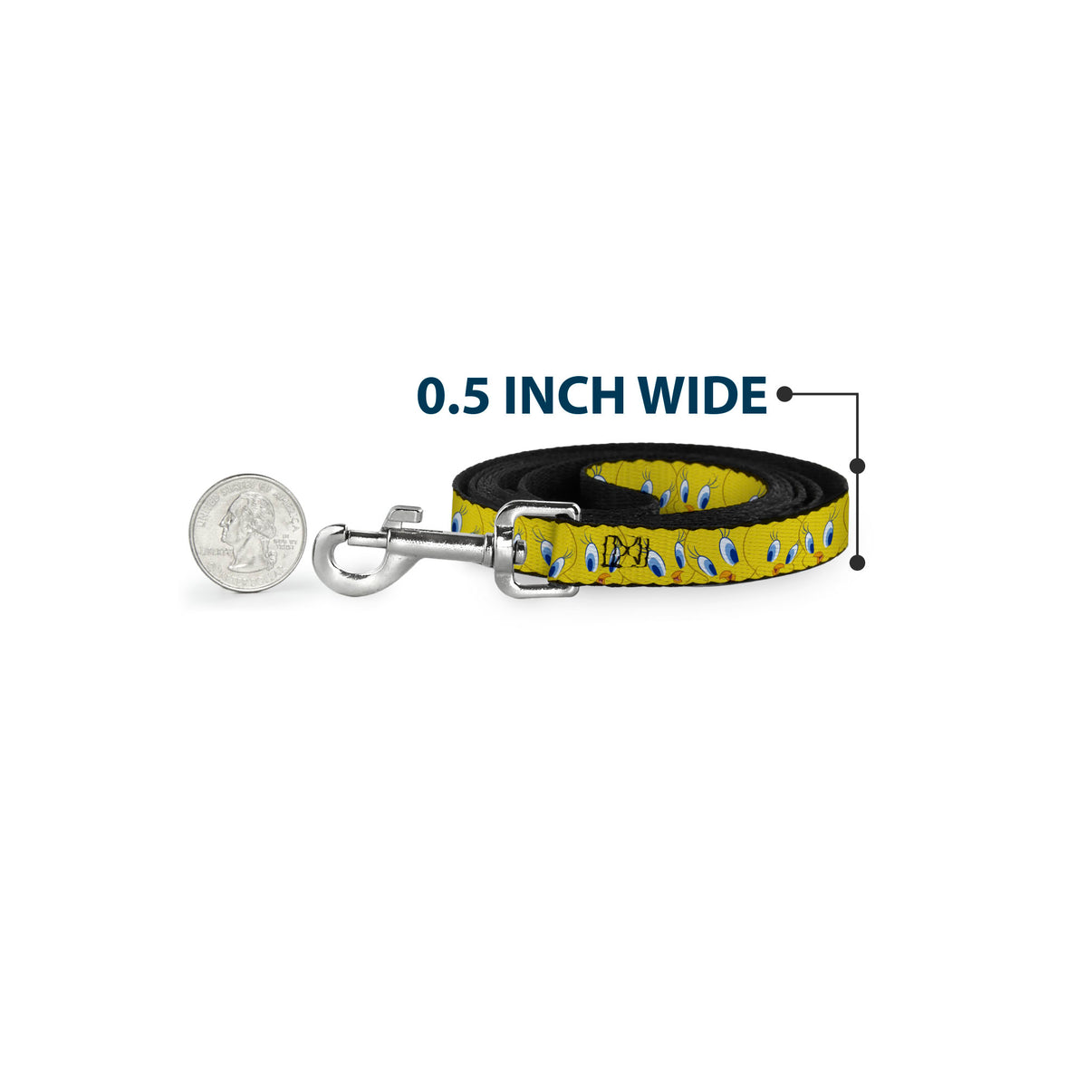 Dog Leash - Tweety Bird Expressions Yellow Dog Leashes Looney Tunes