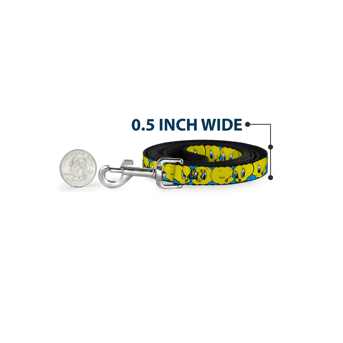 Dog Leash - Tweety Bird CLOSE-UP Expressions Baby Blue Dog Leashes Looney Tunes