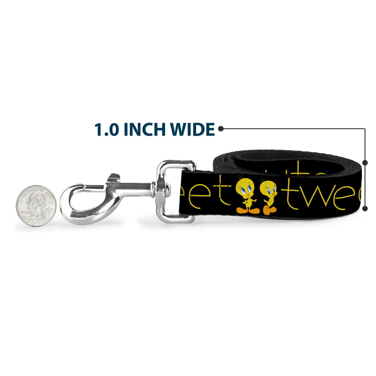 Dog Leash - Tweety Bird Poses CUTE AND SWEET Black/Yellow Dog Leashes Looney Tunes