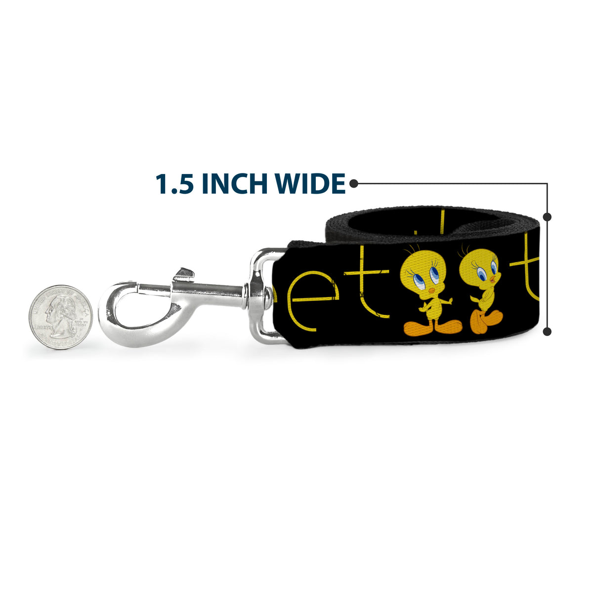 Dog Leash - Tweety Bird Poses CUTE AND SWEET Black/Yellow Dog Leashes Looney Tunes