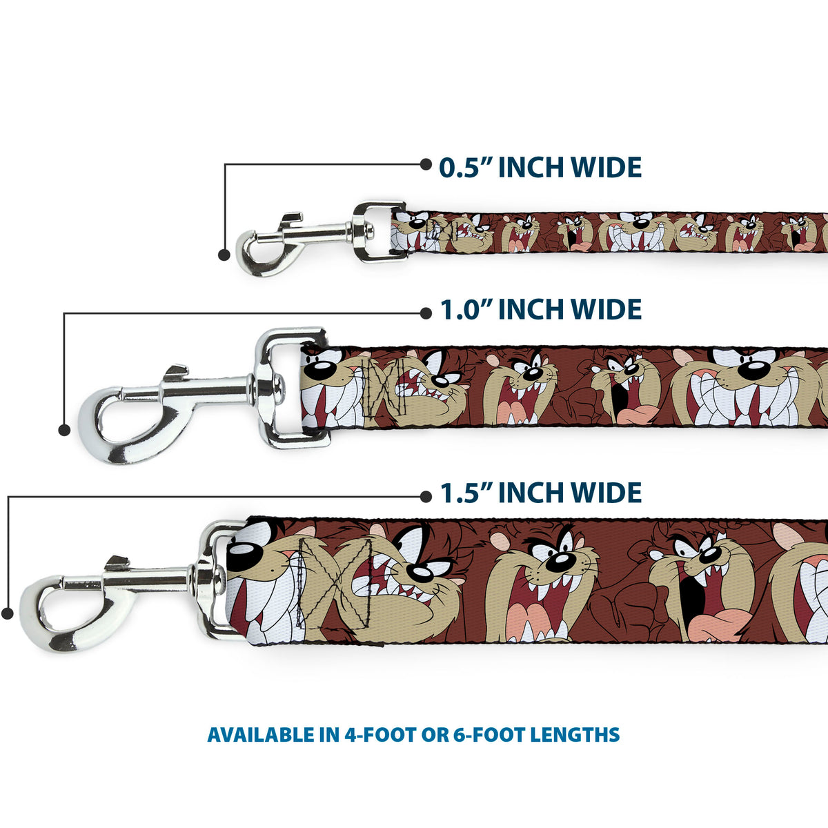 Dog Leash - Tasmanian Devil Expressions Brown Dog Leashes Looney Tunes