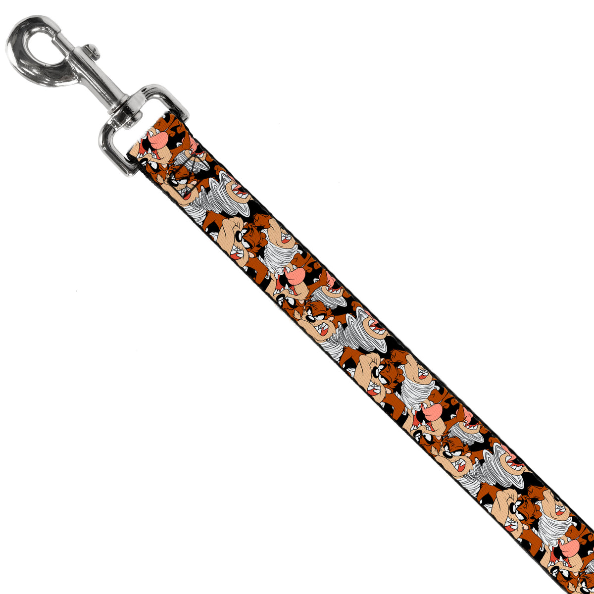 Dog Leash - Tasmanian Devil Vortex Poses Stacked Black Dog Leashes Looney Tunes