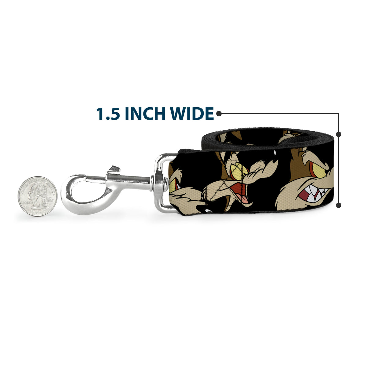 Dog Leash - Wile E. Coyote Expressions Black Dog Leashes Looney Tunes