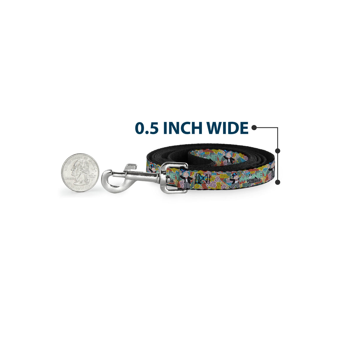Dog Leash - Mr. Monopoly MONEY TALKS Poses Multi Color Dog Leashes Monopoly