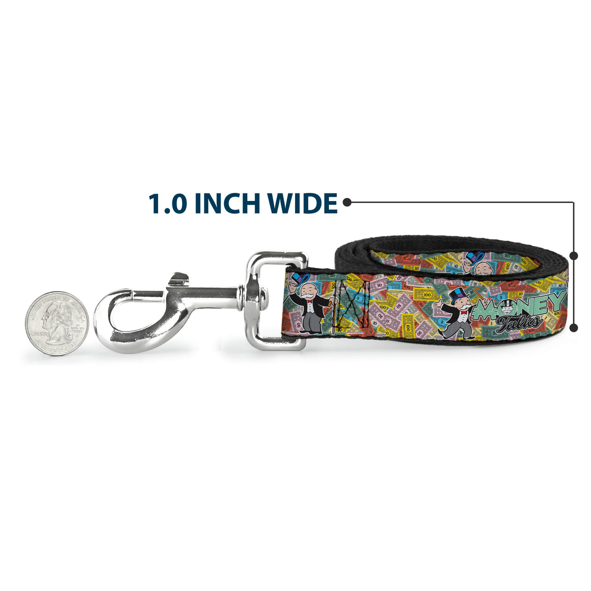Dog Leash - Mr. Monopoly MONEY TALKS Poses Multi Color Dog Leashes Monopoly