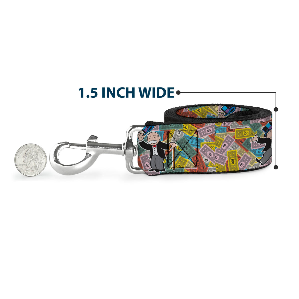 Dog Leash - Mr. Monopoly MONEY TALKS Poses Multi Color Dog Leashes Monopoly