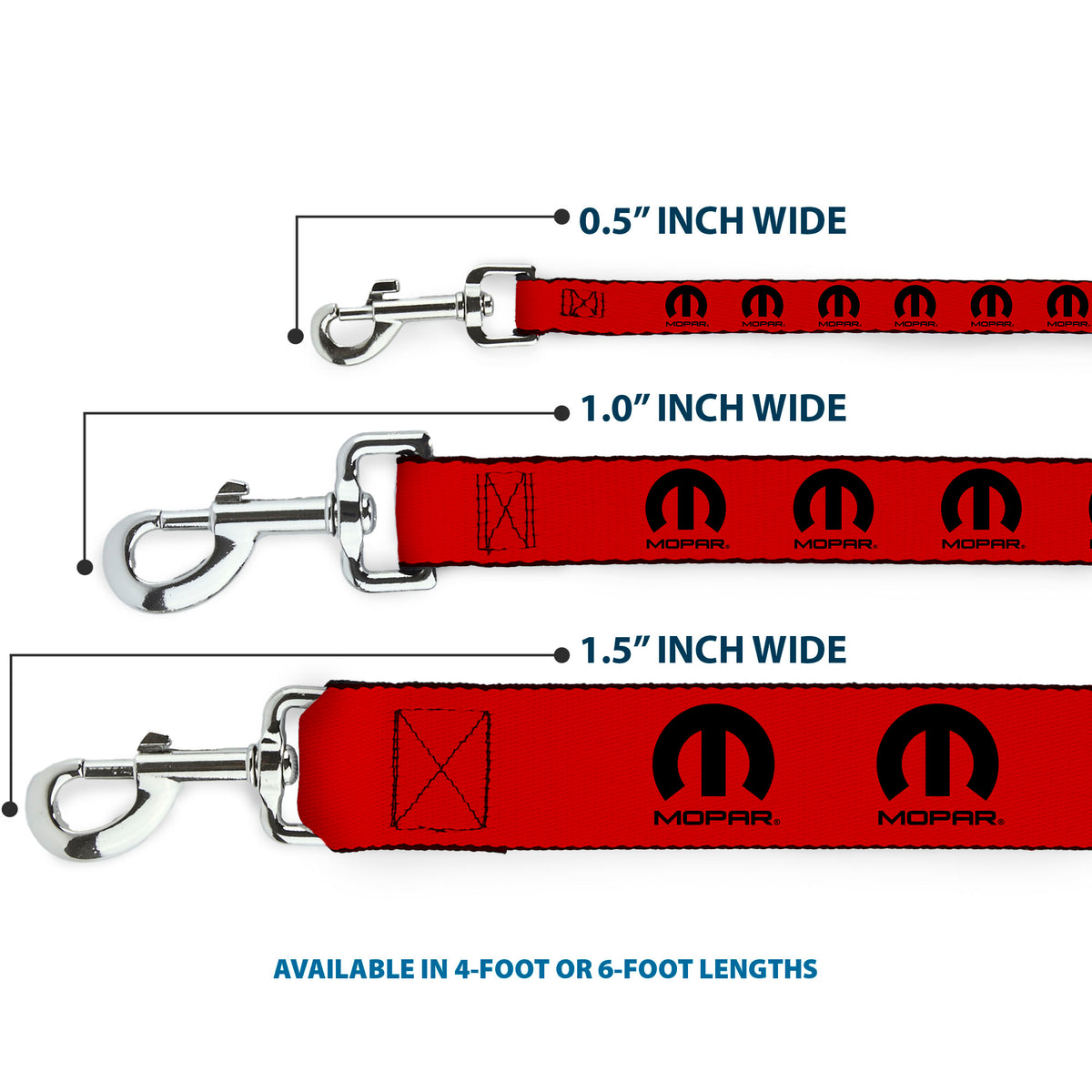 Dog Leash - MOPAR Logo Repeat Red/Black Dog Leashes Mopar